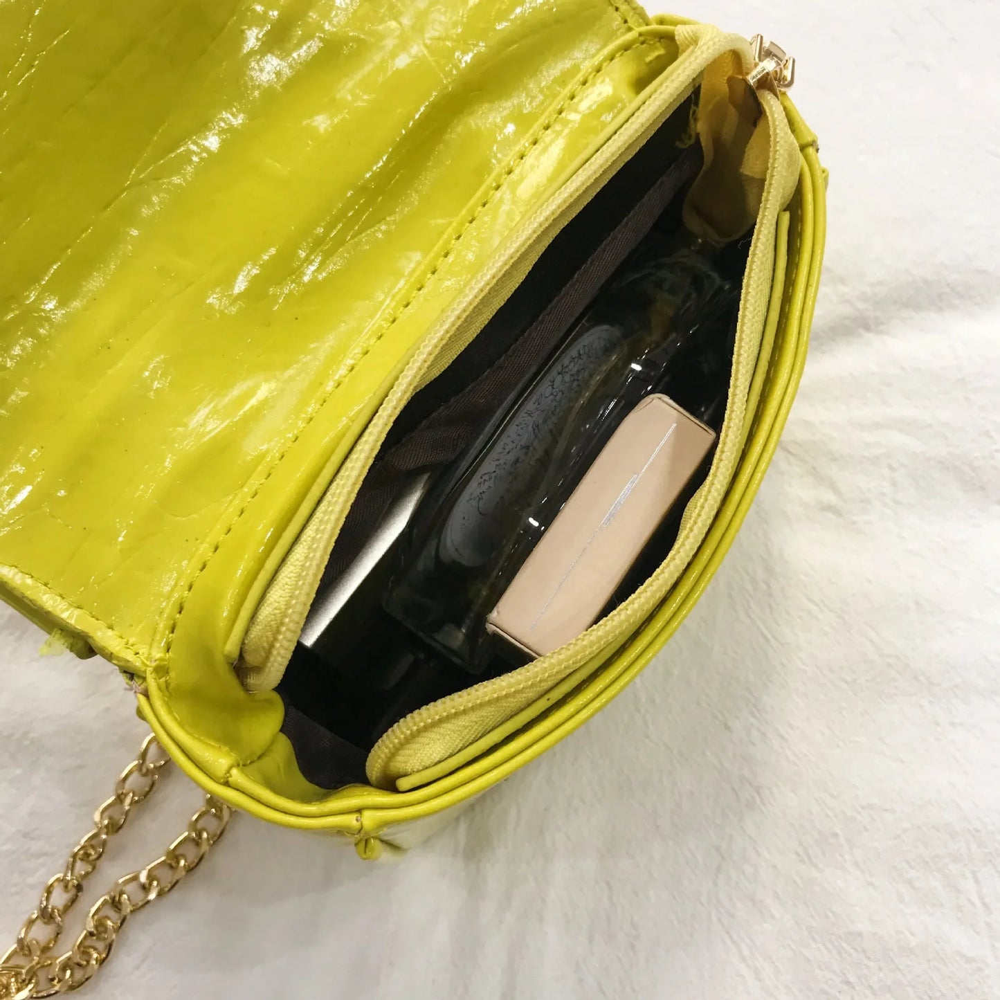 Leather biker jacket bag Yellow