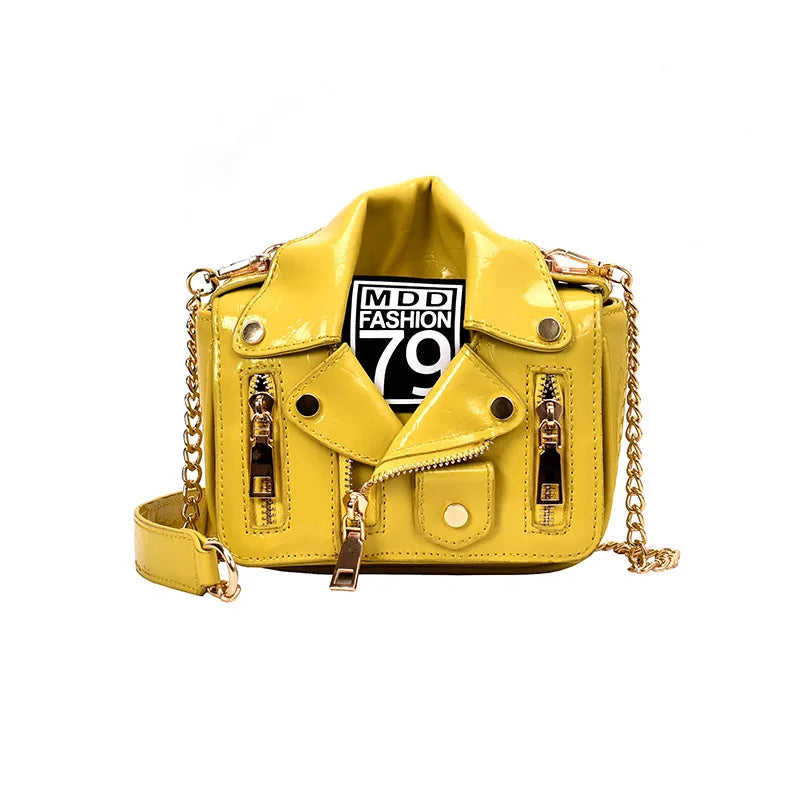 Leather biker jacket bag Yellow