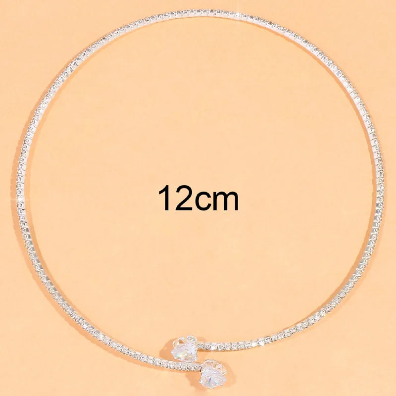 heart rhinestone choker