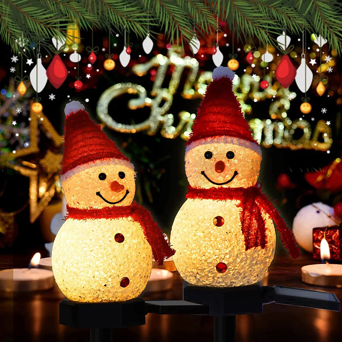 New Christmas Snowman Decoration Light LED Solar Lights