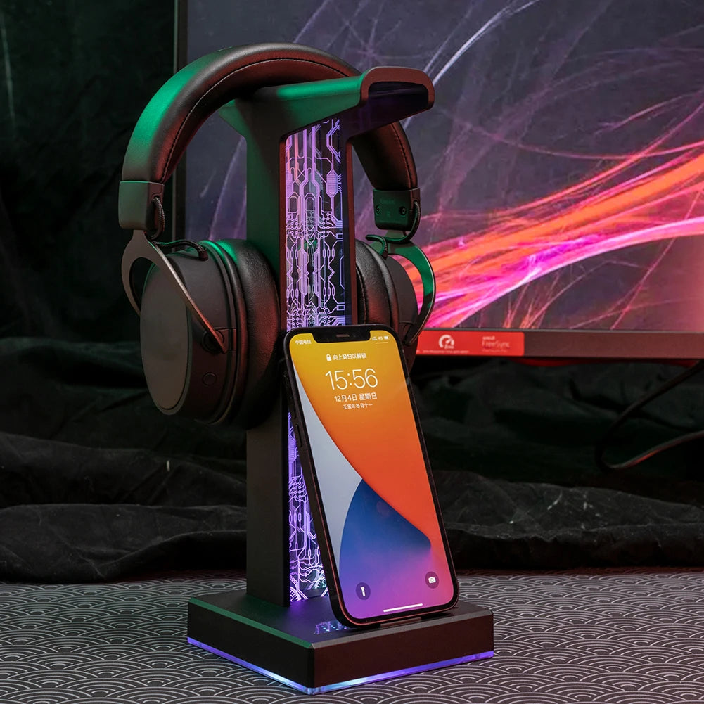 RGB Gaming Headphone Stand Dual USB