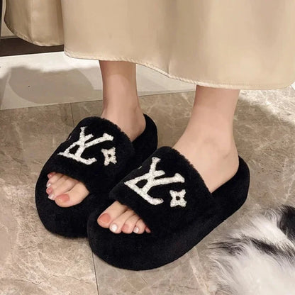 Designer Monogram Plush Slippers – Step Into Luxurious Comfort