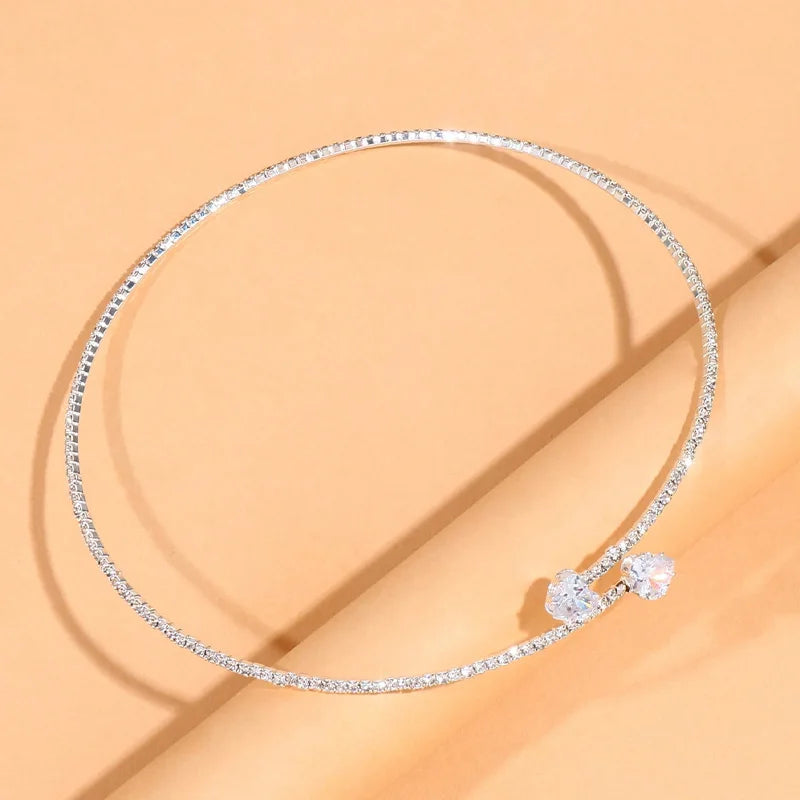 heart rhinestone choker