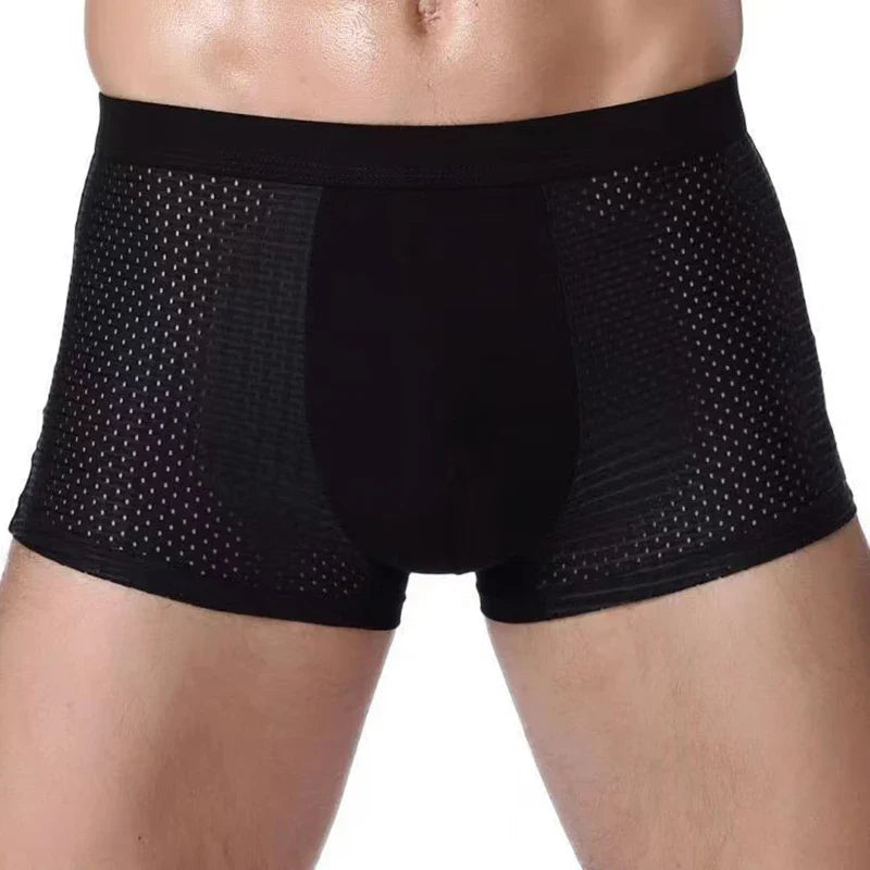 4 Pieces Men's Antibacterial Bamboo Boxers Stretchy Microfiber Boxers