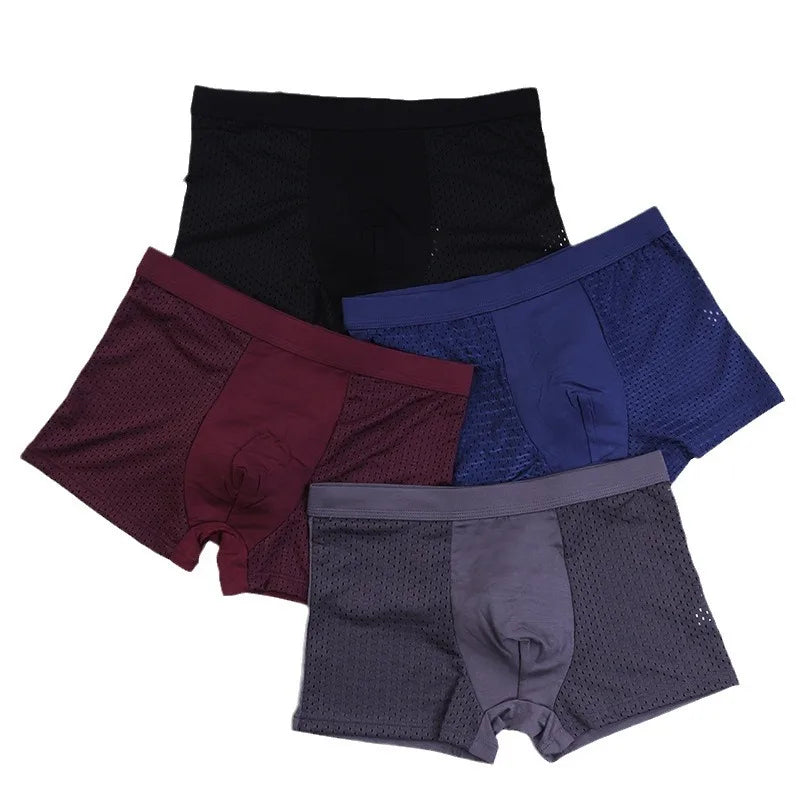 4 Pieces Men's Antibacterial Bamboo Boxers Stretchy Microfiber Boxers