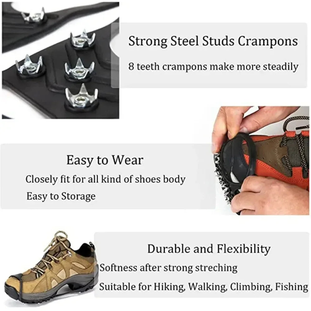 Ice Spike Shoe Grippers for Safety 8 Teeth