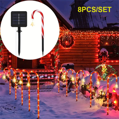 Solar Cane Light Outdoor Waterproof 8 Function Christmas Candy