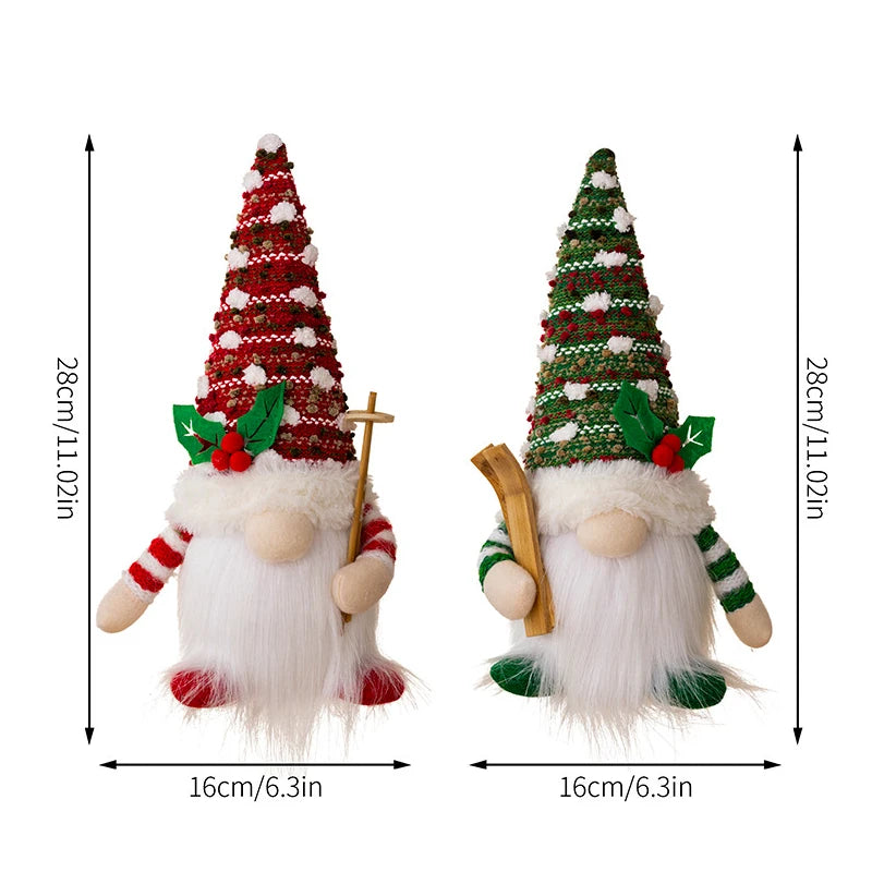 AlliLit Christmas Doll Sled Elf Ski Gnome