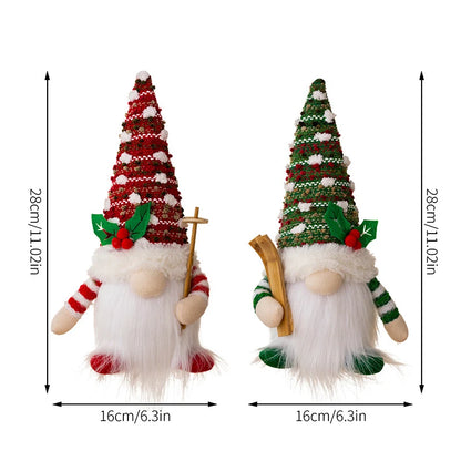 AlliLit Christmas Doll Sled Elf Ski Gnome