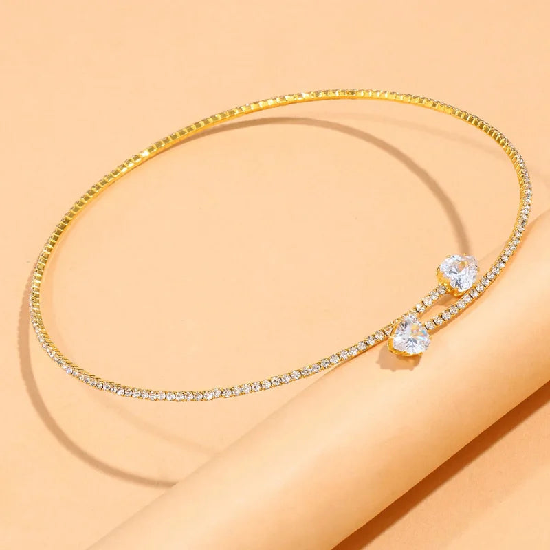 heart rhinestone choker