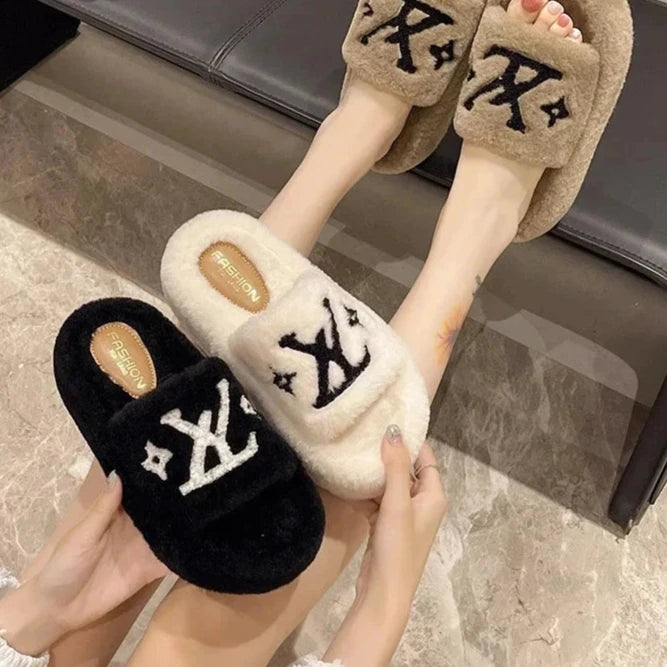 Designer Monogram Plush Slippers – Step Into Luxurious Comfort