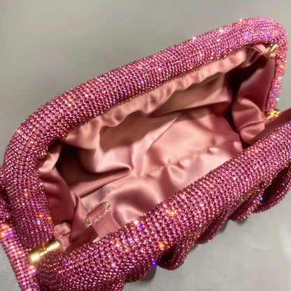 Handmade bag with rhinestones pink