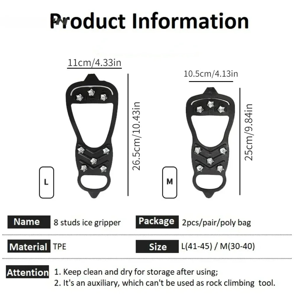 Ice Spike Shoe Grippers for Safety 8 Teeth