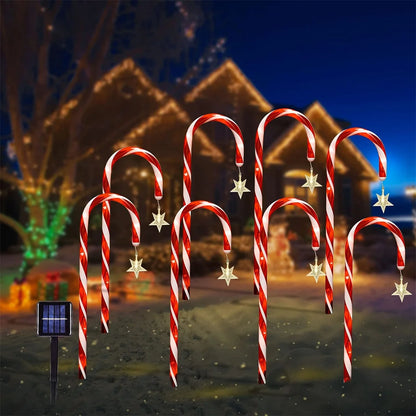 Solar Cane Light Outdoor Waterproof 8 Function Christmas Candy